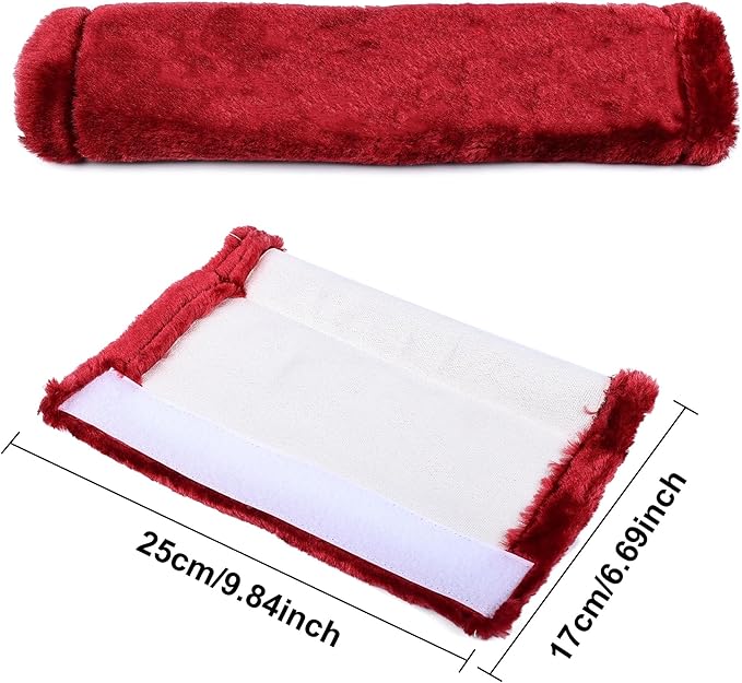 MOONET 2 Packs Car Seatbelt Covers Shoulder Pad for More Comfortable Driving, Universal Seat Belt Cover for Handbag Camera Backpack Straps, Soft Faux Sheepskin Wool Seat Belt Cushion (Claret)
