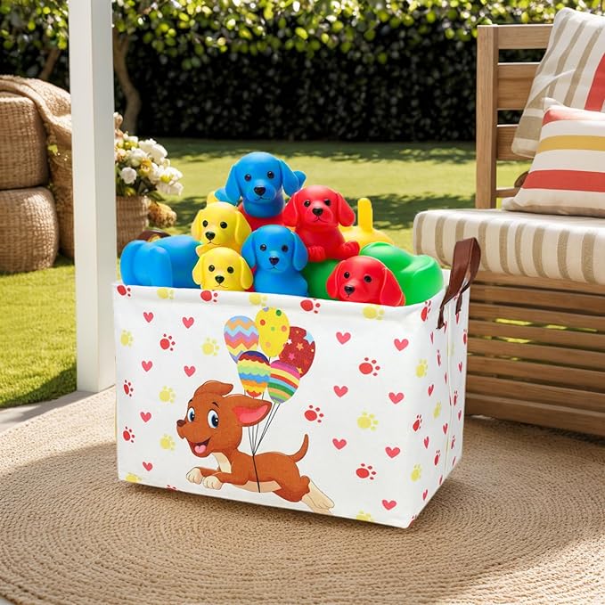 ASKETAM Large Easter Basket for Empty Kid Rectangular Cute Easter Gift Storage Basket Bunny Eggs Décor (Dog)
