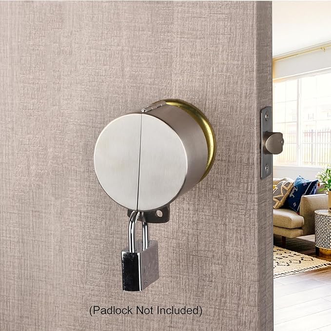 Door Knob Lockout Device Child Safety Doorknob Locking Cover Door Handle Lock,Prevents Access to Keyholes, Turing and Operating Door Knob, Stainless Steel