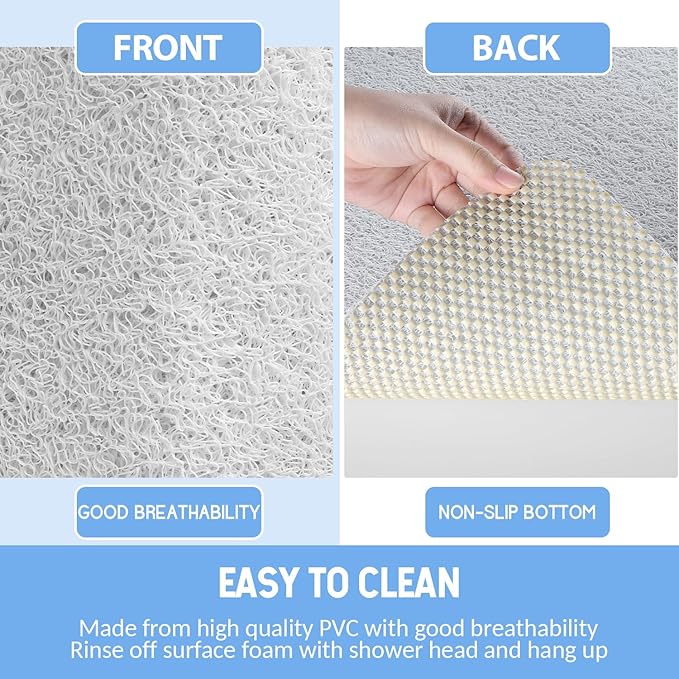 Hargiis Non-Slip Bathtub Mat, Anti Slip Shower Mat, Fast Drying Bathtub Mats, Foot Scrubber Mat, Anti Slip Mat for Tub, Floor, Bathroom, Kitchen, Home, Hotel (White 40"×28")