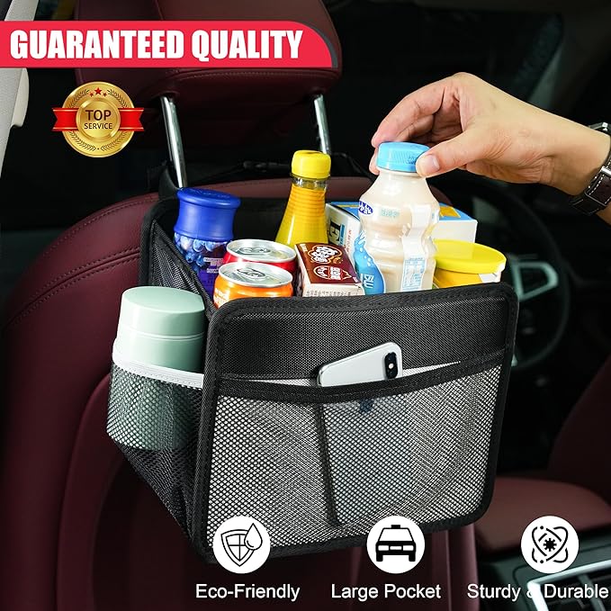 Uplien Car Back Seat Organizer and Storage Bag, Premium 1680D Oxford Cloth Collapsible Universal Hanging Car Seat Back Organizer for Kids & Adults