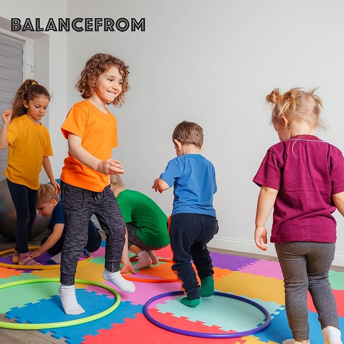 BalanceFrom Foam Floor Tiles for Kids - Non-Toxic Comfortable Baby Play Mat and Interlocking Foam Tiles for Crawling & Development, Soft Play Mat for Babies, 36 Tiles Cover 36 SQ SF