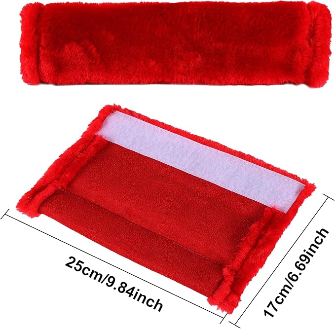 MOONET 2 Packs Car Seatbelt Covers Shoulder Pad for More Comfortable Driving, Universal Seat Belt Cover for Handbag Camera Backpack Straps, Soft Faux Sheepskin Wool Seat Belt Cushion (Red)