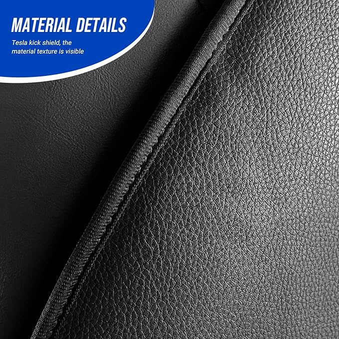 INFIVITA Automotive Seat Back Protector for Tesla Model 3/Y (2017-2025) - Waterproof Leather Kick Mat with Storage Pocket