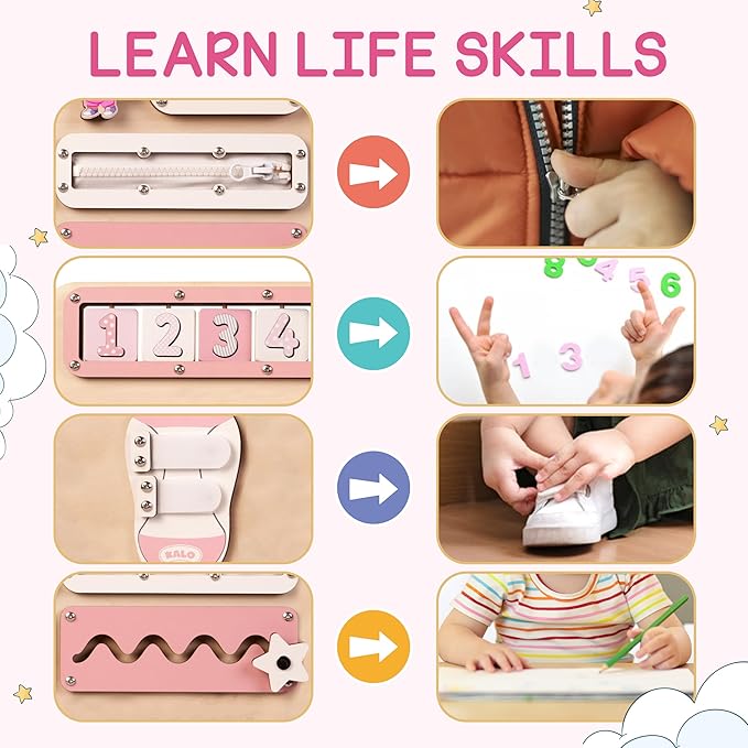 KALOTOYS Large Busy Board Montessori Toys for 1 2 3 Year Old - Sensory Toys for Toddlers 1-3 - Fine Motor Skills & Early Learning - Montessori Gift for Boys & Girls - Travel-Friendly & Safe