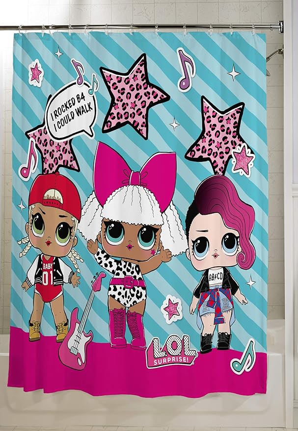 Franco Kids Bathroom Decorative Fabric Shower Curtain, 72 in x 72 in, L.O.L. Surprise!