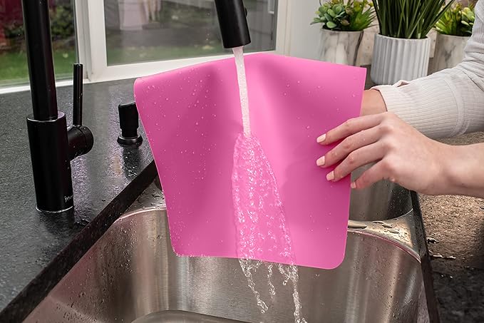 GASARÉ, Placemats Set of 4, Silicone Placemats, Table Mats, Non-Slip, Easy to Clean, Heat Resistant, Flexible, 20% Thicker, 16 x 12 inches x 1.1mm, Pink