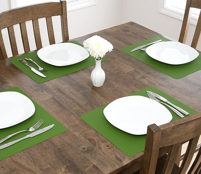 GASARÉ, Placemats Set of 4, Silicone Placemats, Table Mats, Non-Slip, Easy to Clean, Heat Resistant, Flexible, 20% Thicker, 16 x 12 inches x 1.1mm, Green