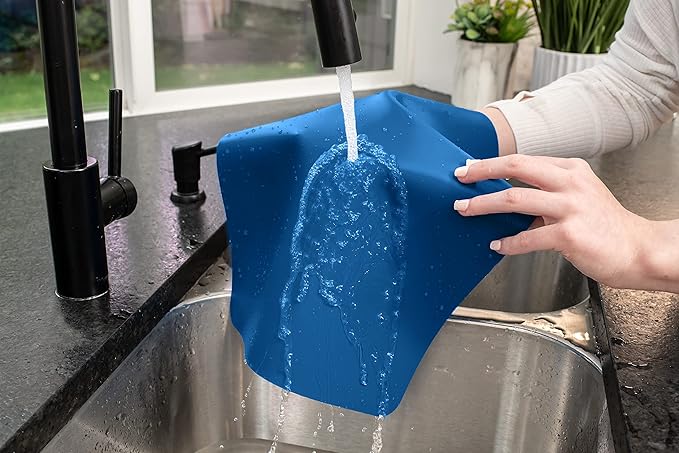 GASARÉ, Placemats Set of 4, Silicone Placemats, Table Mats, Non-Slip, Easy to Clean, Heat Resistant, Flexible, 20% Thicker, 16 x 12 inches x 1.1mm, Blue