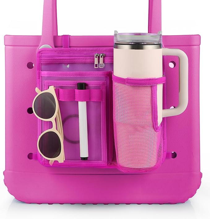 OUTXE Organizer Holder for Bogg Simple Modern Bag Accessories, Cup Phone Holder compatible with Stanley, Univesal Storage Mesh Divider Organizing Insert Pouch for Medium Bog Beach Rubber Tote