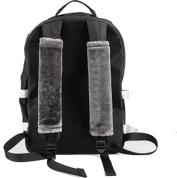 Amooca Soft Faux Fur Universal Fit Seatbelt Cover Car Truck SUV Airplane Seat Belt Shoulder Pad for Carmera Backpack Straps Neck Cushion Protector 2 Pack 10.5in Dark Gray