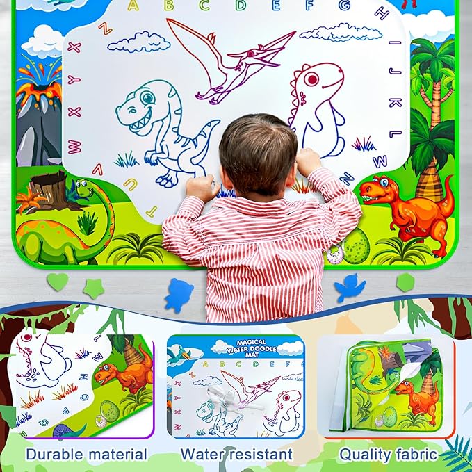 Water Doodle Mat for Kids 32x40 Inch, Mess Free Coloring Mat Educational Toy for 3 4 5 6 7 8 Years Old Girls & Boys, Neon Color Mat Doodle Board Writing Drawing Toys Holiday Christmas Birthday Gifts