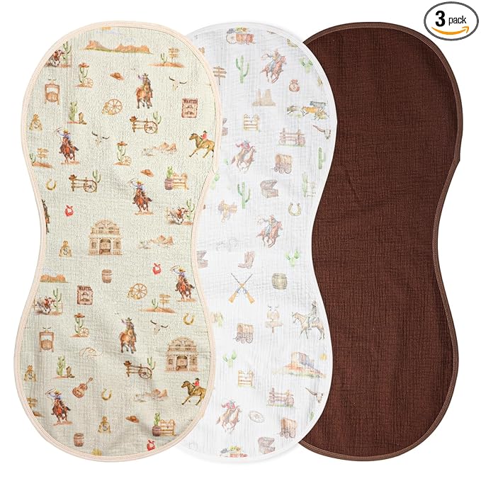 Hahafelt 3 Pcs Changing Pad Liners Fits in Peanut Shape Changing Pad Waterproof Diaper Mats Organic Cotton Peanut Mats are Warm on Baby's Back, Washable Reusable (Cowboy,Mixed Color)