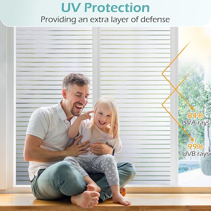 DOWELL Window Privacy Film, Frosted Glass Window Film, Static Cling Glass Vinyl, Heat Blocking Frosting Coverings, Removable Door Stickers for Home Office, Non-Adhesive, Reusable, 35.4 x 78.7 inches