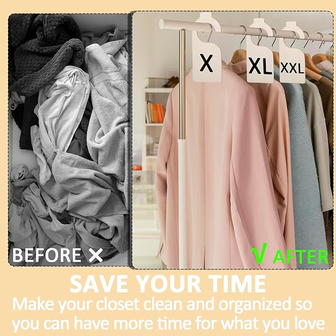 30 Pieces Blank Closet Dividers, Wooden Closet Size Divider, Blank Organizers Hanger Separators Hanging Closets Dividers with Marker Pen for Home Nursery Clothes
