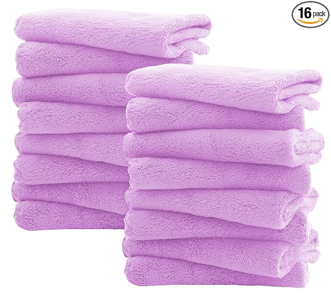 Spotted Play 16 Pack Burp Cloths for Baby - 20" by 10" Ultra Absorbent Burping Cloth, Newborn Towel - Milk Spit Up Rags - Burpy Cloths for Unisex, Boy, Girl - Burp Cloths Set (Purple)