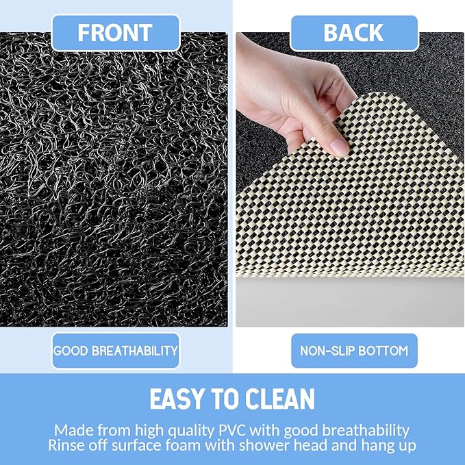 Hargiis Non-Slip Bathtub Mat, Anti Slip Shower Mat, Fast Drying Bathtub Mats, Foot Scrubber Mat, Anti Slip Mat for Tub, Floor, Bathroom, Kitchen, Home, Hotel (Black 40"×16")