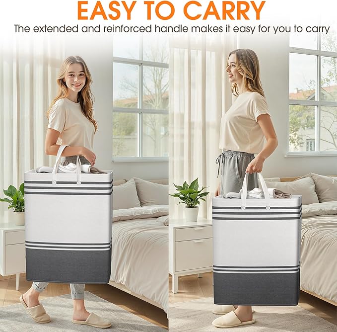 4 Pack Large Laundry Baskets, Laundry Hampers, Freestanding Waterproof Collapsible Clothes Bag with Extended & Reinforced Handles - Clothes Basket for Dorm, Bathroom, Home (125L)