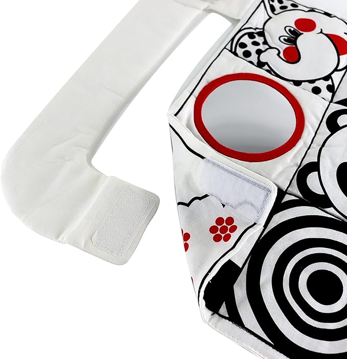 Car Toys for Babies - Infant Car Seat Toy with High Contrast Colors, Reversible Design, Baby Safe Mirror and Storage Pocket - Easy to Attach and Clean, Infant Carseat Toy