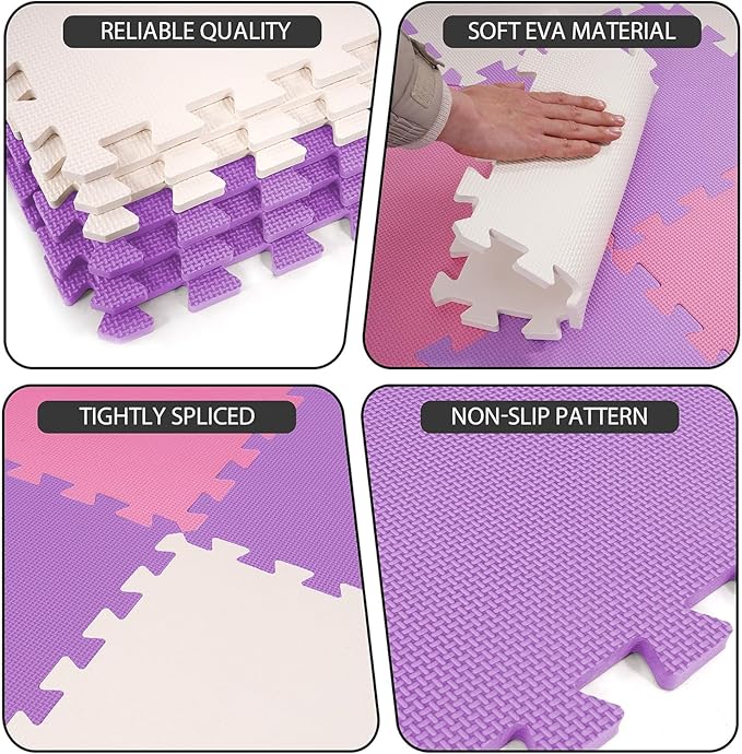 BalanceFrom Foam Floor Tiles for Kids - Non-Toxic Comfortable Baby Play Mat and Interlocking Foam Tiles for Crawling & Development, Soft Play Mat for Babies, 36 Tiles Cover 36 SQ SF