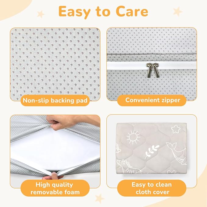 Baby Play Mat Toddler Playpen Mat 50 x 50 inch, Removable-Washable Cover,Extra Thick Foam Padding,Non-Slip Crawling Cushion for Infants, Toddlers & Babies Tummy Playing Time