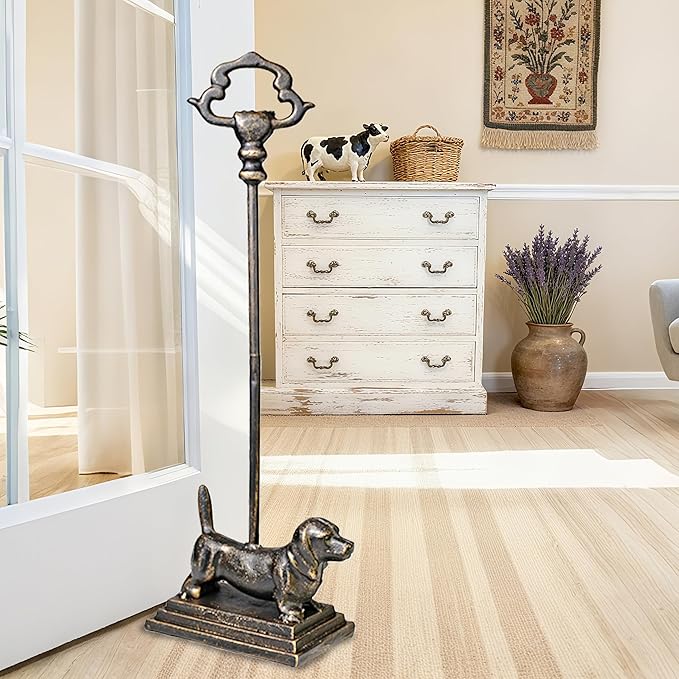 Door Stoppers for Bottom of Door Cast Iron Decorative Door Stop Wedge Metal Doorstops (Vintage Dog)