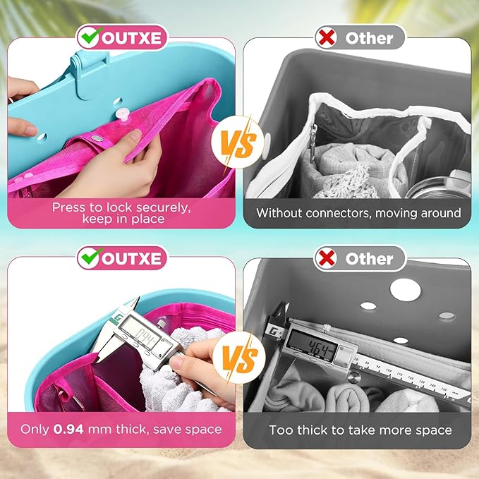 OUTXE Beach Bag Organizer Inserts Compatible with Extra Large Simple Modern Bag Accessories, Lightweight Mesh Insert Divider Pouch for XL Simple Modern Bag, Beach Tote Bag Insert for Organizing
