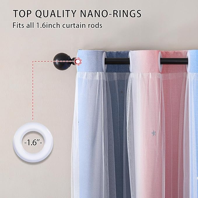 XiDi Dream Star Blackout Curtains for Kids Rooms Girl Princess Curtain for Daughter Bedroom Window (Pink Grey Blue, W52 X L72)