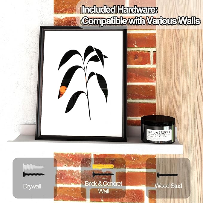 White Floating Shelves for Wall Decor, Wall Mounted Wood Storage Shelf for Bedroom, Living Room, Bathroom, Kitchen, Nursery, Display Picture Ledge Shelf with Lip Set of 2-16 Inches, White