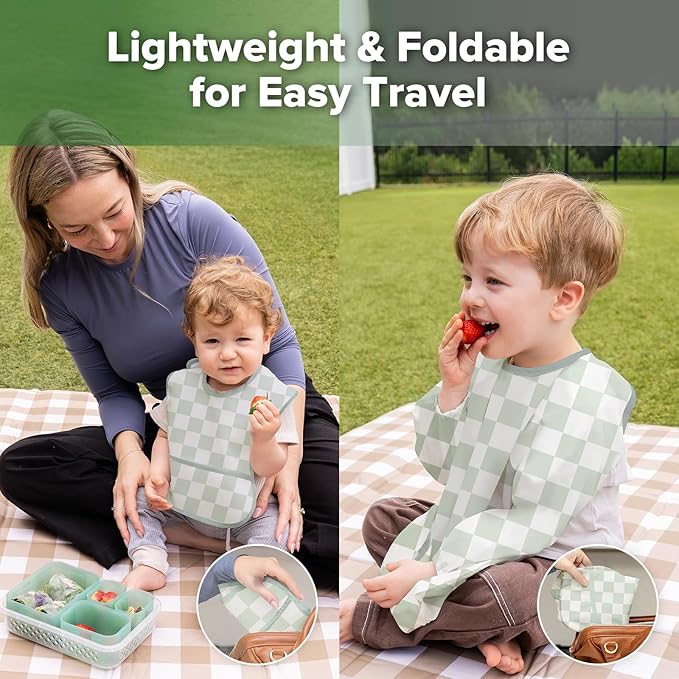 haakaa Long Sleeve Baby Bib, Waterproof & Adjustable Baby Smock Bib for Eating, Painting & Play, Easy Wipe Clean, 6–24M