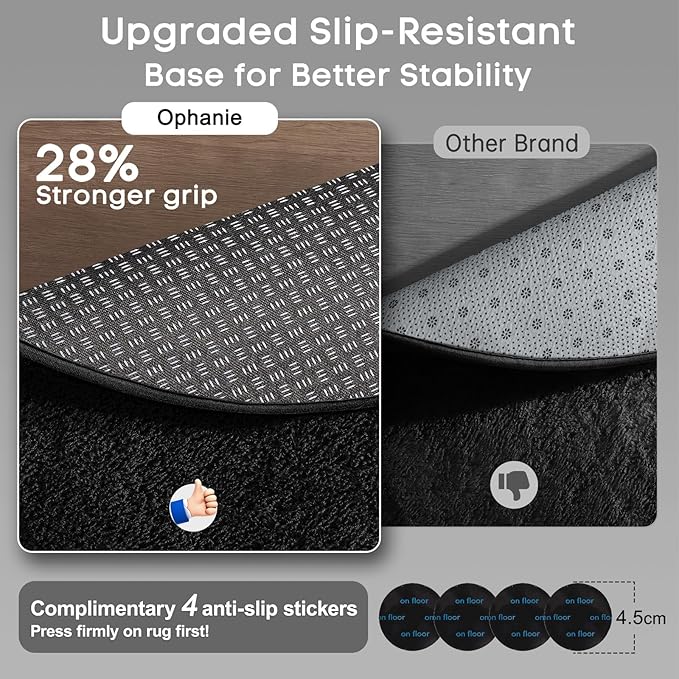 Ophanie Area Rugs for Bedroom Living Room,Color 3- Black,Size 4',Shape Round