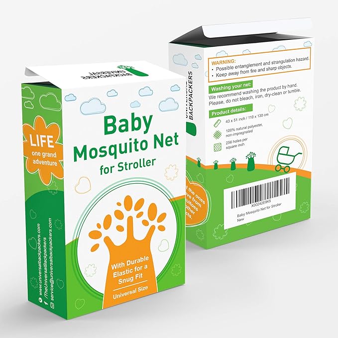 Universal Backpackers Baby Mosquito Net for Stroller, Car Seat & Bassinet – Premium Infant Bug Netting for Jogger, Carrier & Pack N Play – Toddler Canopy & Gift Packaging White