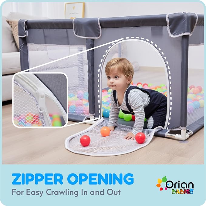 Orian Playpen 50x74 Large Play Yard for Babies and Toddlers, Indoor Outdoor Playpen, Sturdy Baby Play Pen with Mesh Sides, Safe Baby Fence Play Area, Assembly Required/Not Portable, with Storage Bag