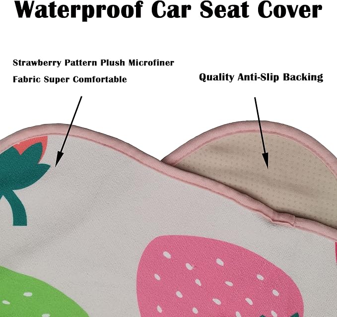 LoyaGour Car Seat Cover Protector Front Seats,for Gym Workout,Running,Swimming,Beach and Hiking,Waterproof Sweat Towel Bucket Seat Covers for Cars SUV Trucks (Strawberry, 1Pcs)