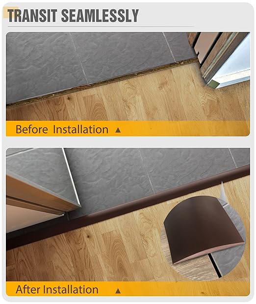 Bnell Floor Transition Strip Floor Cover Strips Self Adhesive Flooring Transitions Laminate Floor Strip Vinyl Floor Flat Divider Strip forJoining Floor Gaps (10FT,1.57inch,Coffee)