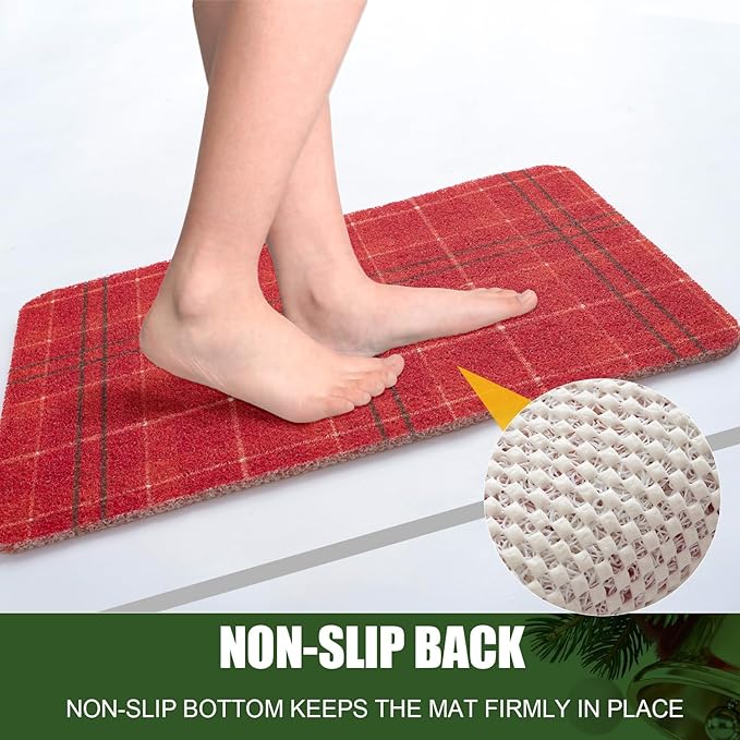 Hargiis Christmas Non-Slip Bathtub Mat, Anti Slip Shower Mat, Fast Drying Bathtub Mats, Foot Scrubber Mat, Anti Slip Mat for Tub, Floor, Bathroom, Kitchen, Home, Hotel (Holiday Plaid, 40"x16")