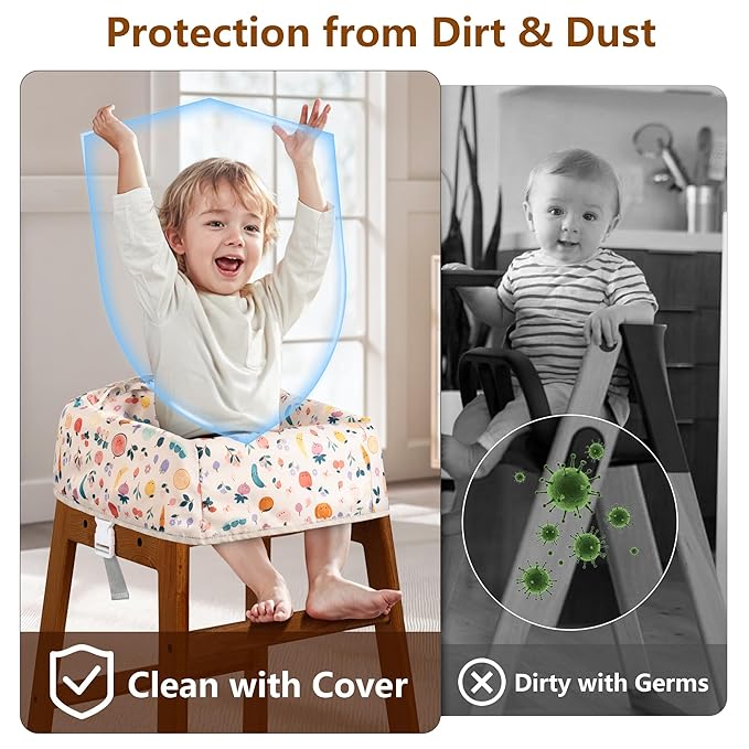 High Chair Cover for Baby Restaurant: Sprouterie Baby High Chair Covers for Restaurant Highchair with Safety Harness Stain and Slip Resistant Waterproof Portable for Outdoor Indoor Eating (White)