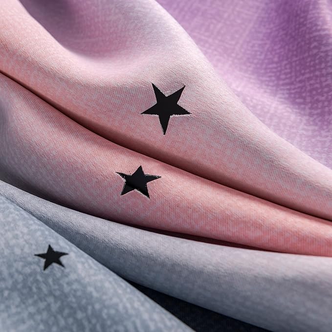 XiDi Curtains for Bedroom Decor, Rainbow GreyPinkPu-34-90