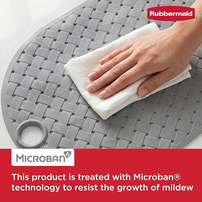Rubbermaid INSTAMAT Bath Tub Shower Mat, Non-Slip Tub Mat with Suction Cups, Bath Mat Hangs on Showerhead for Quick Dry, 27.2 x 15.2 Inch, BPA-Free, Easy to Clean, for Inside Tub or Shower, Grey