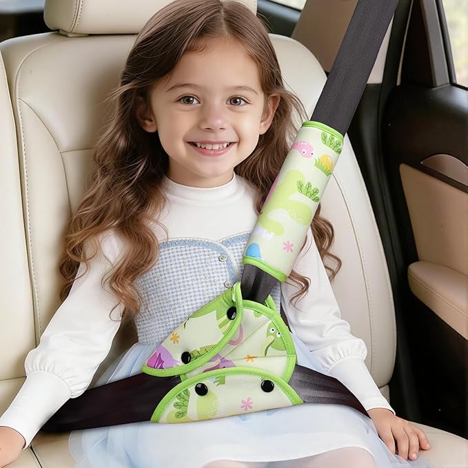 COOLBEBE Kids Seat Straps Cover Pad, Child Shoulder & Belly Comfort Cushion Set, Universal Seat Strap Cover for Booster, Strollers, High Chairs, Green