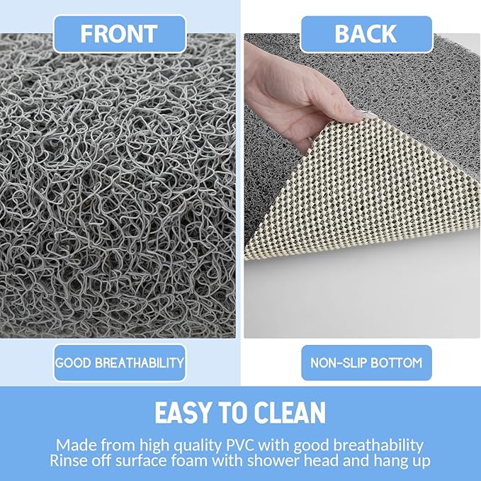 Hargiis Non Slip Bathtub Mat, Anti Slip Shower Mat, Quick Drying Bath Tub Mats, Foot Scrubber Mat, Anti Slip Mat for Tub, Floor, Bathroom, Home, Kitchen, Hotel (Grey 32"x17")
