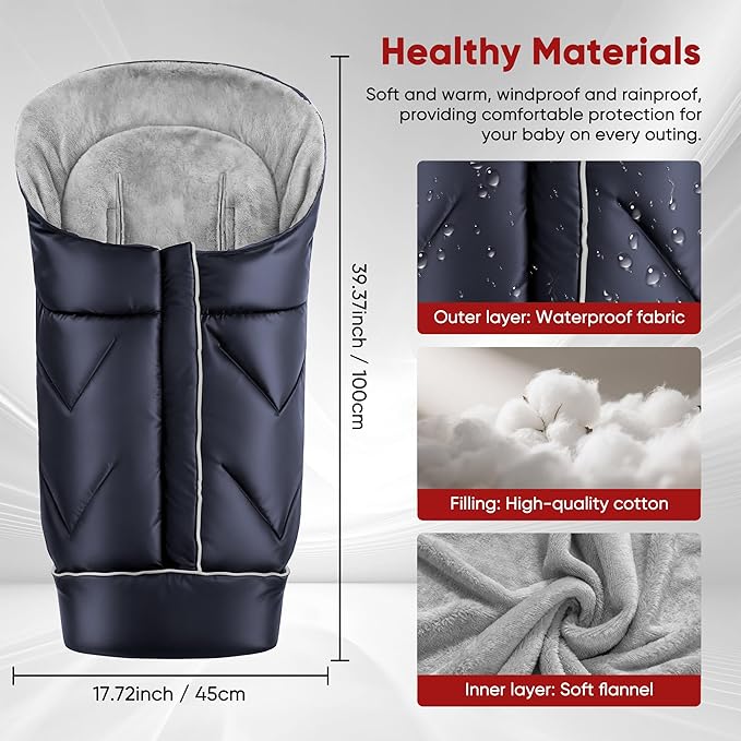 Universal Stroller Blanket & Stroller Footmuff,Water-Repellent Bunting Bag for Babies,Toddlers and Kids,Zipper Footmuff for Stroller,Stroller Winter Cover Warm Baby Sleeping Bag