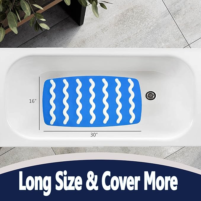 SafeLand Patented Non-Slip Bath, Shower, Tub Mat, TPR Material, Eco-Friendly, Non-PVC, Color Combo, Machine Washable, Durable, with Powerful Gripping Suction Cups, Wave-254 (17"x30")