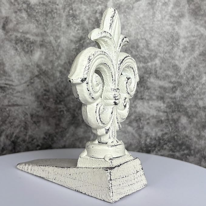 Door Stoppers for Bottom of Door Cast Iron Decorative Door Stop Wedge Metal Doorstops (Retro White)