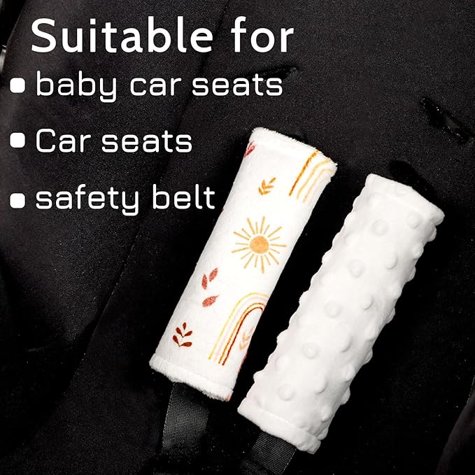 TANOFAR Baby Car Seat Strap Pads, Soft Carseat Straps Covers, Car Seat Straps Shoulder Pads for Girls, Seat Belt Cover Pad for Kids, Suitable for Baby Car Seat, Pushchair, Stroller, Rainbow