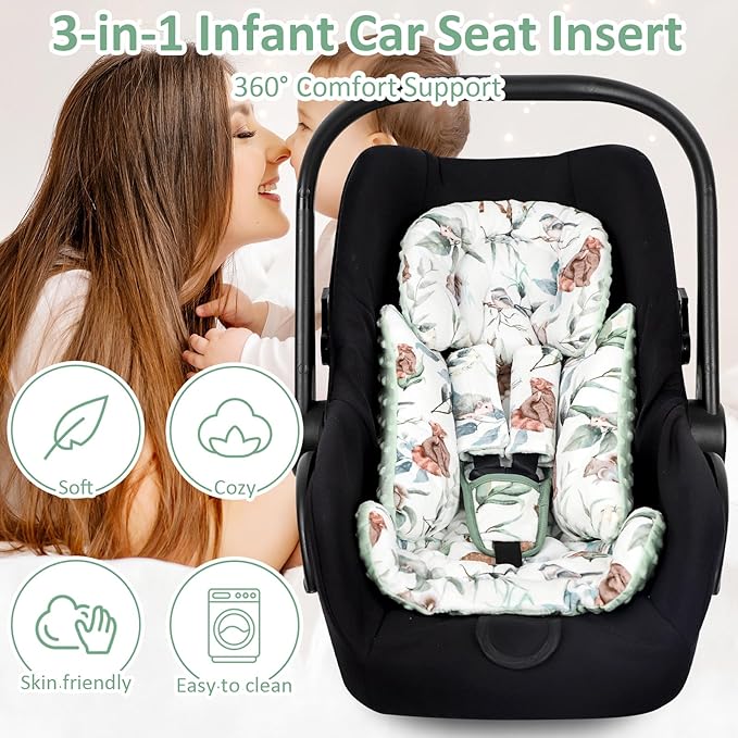 TANOFAR Car Seat Head Support Baby - Infant Car Seat Insert for Newborn Girls Boys - Soft Carseat Head Support for Infant - Newborn Carseat Insert for Car Seats, Strollers, Swings, Bouncer (Animal)