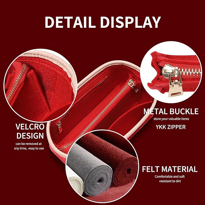 Doxo Purse Organizer Insert, Bag Organizer for Tote & Handbags, Bag in Bag, Perfect for LV Speedy 20, Alma BB, Petit Noe and More (Red,Small)