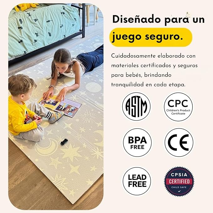Miotetto Foldable Baby Play Mat – 78"x59" Non-Toxic, Reversible, Waterproof, Portable Baby Mat for Floor, Foam mat for Easy Storage & Travel, Large playmat for Kids, Floor mat for Any Playroom