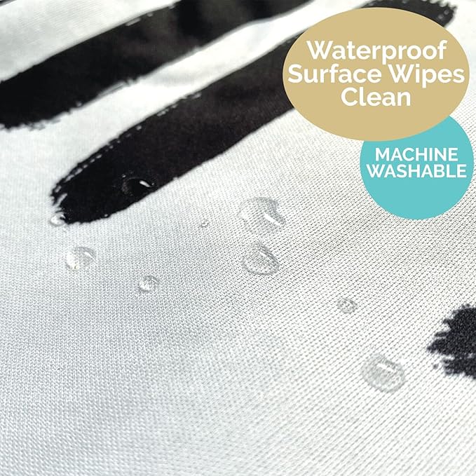 JumpOff Jo - Large Baby Splat Mat for Under High Chair, Booster Seat, Tabletop, Food Catcher - Protect Floor and Carpet from Spills & Crafts - Waterproof and Washable - 51 x 51 inches - Black & White