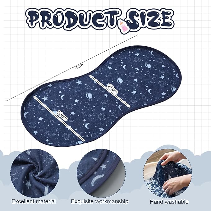 Hahafelt 3 Pcs Changing Pad Liners Fits in Peanut Shape Changing Pad Waterproof Diaper Mats Organic Cotton Peanut Mats are Warm on Baby's Back, Washable Reusable (Starry Style,Multicolor)